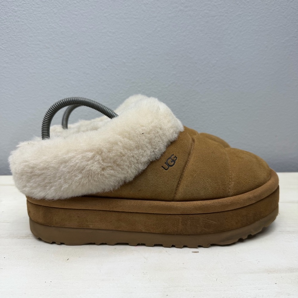 Ugg Brown Suede Tazzlita Platform Slippers Size 10 - Picture 3 of 10